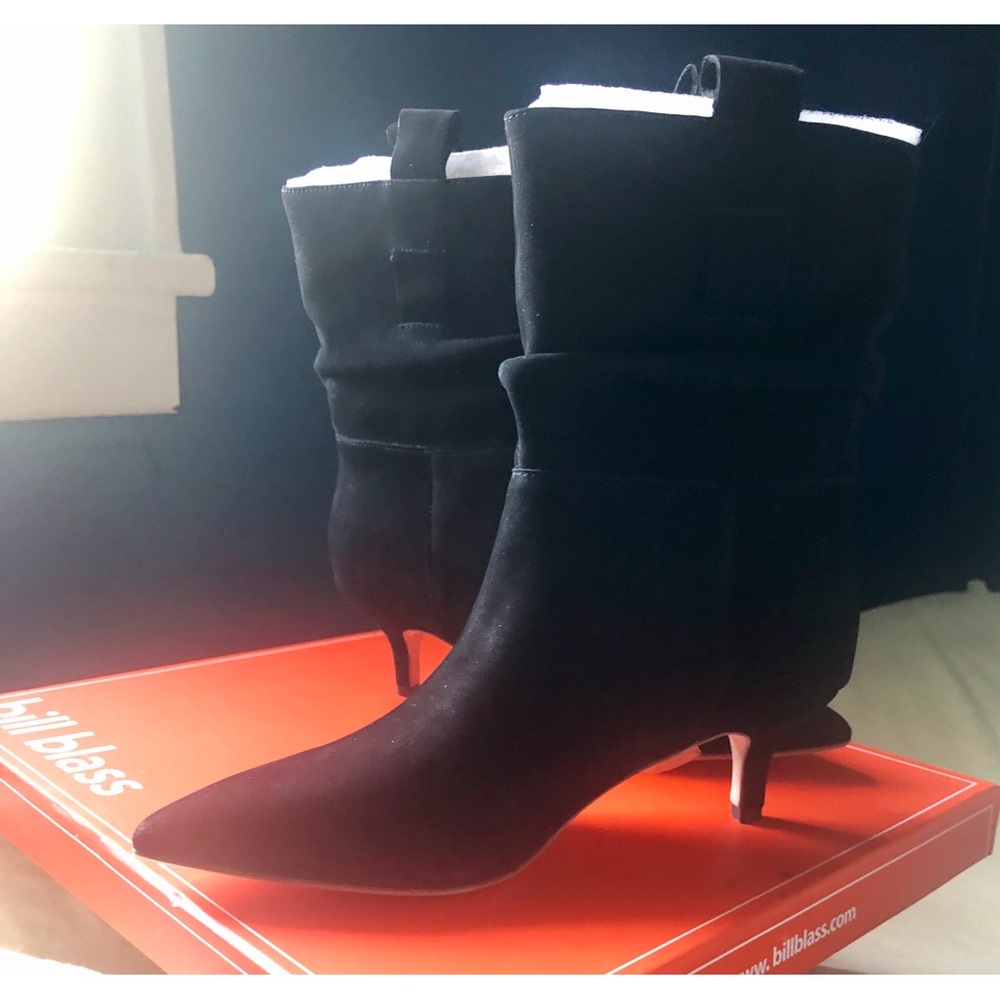 Bill Blass Black Suede Ankle Boots